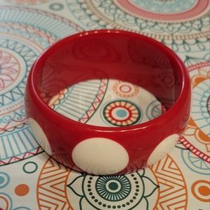 80's- Red Polka-dot Lucite Bracelet